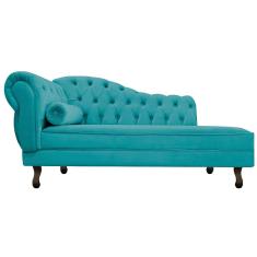 Diva Recamier Diana 185cm Lado Direito Suede Azul Turquesa