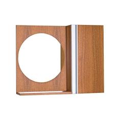 Espelho Redondo para Banheiro com Armário Freijó com Barra Vertical