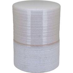 Banqueta Cerâmica 44x32x32cm Marfim Banco Decorativo Jardim Garden