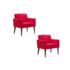 Kit 02 Poltronas Decorativas Emília Pés Palito Suede - DS Estofados, V