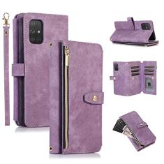 UEEBAI Capa para Samsung Galaxy S20 FE 5G, 9 compartimentos para cartões, carteira de couro retrô à prova de choque, capa flip com alça de mão, compartimentos para cartões, bolso com zíper, suporte,