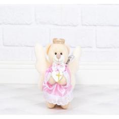 URSO ANJO PELUCIA 15 cm - PARA BATIZADO E CASAMENTO - CKD CONFECCOES, 
