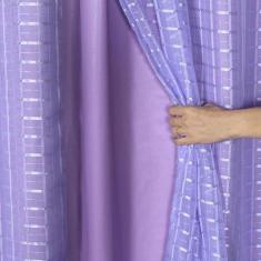 Cortina Blackout PVC com Tecido Voil  Xadrez 2,80 m x 1,60 m - Lilás -