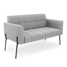 Sofá Namoradeira 2 Lugares Pé De Ferro Preto Elisa Suede Cinza D03 - D