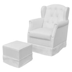 Poltrona de Amamentação com Balanço e Puff Alicia Corano Branco - Phoe