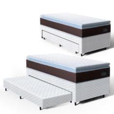 Cama Box com Colchao de Espuma D33 Pillow Top Comfort Luxo + Auxiliar 