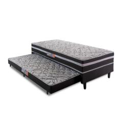 Cama Box Solteiro Com Cama Auxiliar 88X188X41Cm Cinza/Preto - SINIFLEX