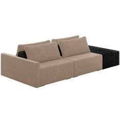 Sofá Ilha Modular Para Sala 252cm com Puff Dublin K01 Veludo Bege TA70