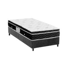 Cama Box Solteiro: Colchão Molas Bonnel Ortobom Nanolastic Physical Spring + Base Crc Suede Black(88x188)