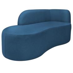 Divã Recamier Orgânico Tokyo 160cm Lado Esquerdo Linho Azul Royal