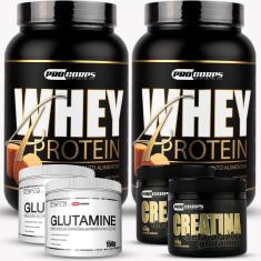Kit 2 Whey Beta 4 Protein + 2 Creatina+ 2 Glutamina -Unissex