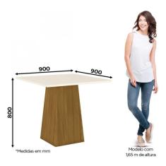 Mesa de Jantar 90cm Dora Móveis Henn Nature/off White