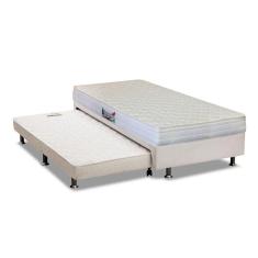 Cama Box c/Auxiliar Solteiro: Colchão Espuma Herval  AG65 Frontier + Base CRC Courano Branco(88x188)
