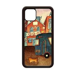 Miaoji Pintura Aquarela Cat City Bus para iPhone 12 Pro Max Capa para Apple Mini Mobile Case
