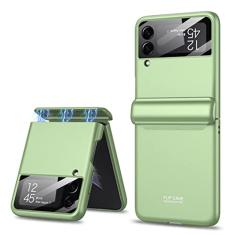 Capa de dobradiça magnética de luxo para Samsung Galaxy Z Flip 4 5G ultrafina fosca capa rígida para PC com vidro protetor de lente, verde, para Galaxy Z Flip 4