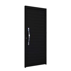 Porta de Aluminio de Giro Lambri com Puxador em Aço Inox 215x89cm Riobras Preto