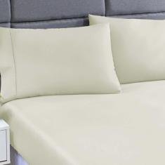 Jogo Lençol 400 Fios Ponto Palito Cama Casal 3pçs Poliéster - Caqui