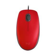 Mouse com fio USB Logitech M110 com Clique Silencioso, Design Ambidestro e Facilidade Plug and Play, Vermelho - 910-006755