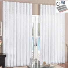 Cortina 3 Mt Sala Quarto Renda Com Voal Para Trilho Comum Baratissima Branca