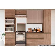 Cozinha Modulada Completa Maxxi 6 Peças (2 Armários + 1 Balcão + 2 Paneleiros + 1 Complemento) CPT49 Nogal - Kappesberg