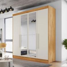 Guarda Roupa Casal Espelho 4 Portas 3 Gavetas Nantes Móveis Europa, Pe