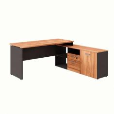 Mesa de Escritório Yaris 1 PT 2 GV Nogal Sevilha e Preta - GEBBWEB