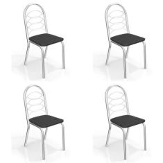Kit com 4 Cadeiras Estofadas Holanda Cromada 4C009CR Kappesberg Crome,
