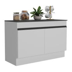 Balcão Cozinha Pia 120cm 2 Portas Veneza Mp2239 Branco/preto
