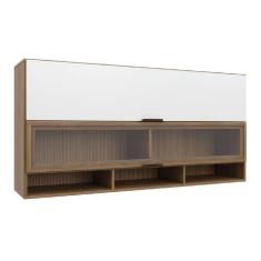 Armário De Cozinha Aéreo 2 Portas Com Vidro Módulo Suspenso Nogal/branco Batrol Nogal/bran