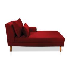 Divã Chaise Jade 1,60 Cm Pés chanfrado Veludo Vermelho - Neros Interio