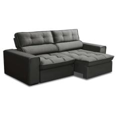Sofá 3 Lugares Retrátil e Reclinável Nantes Veludo Grafite 200 cm - Fe