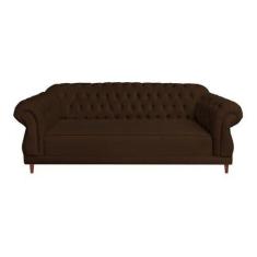 Sofá Chesterfield Elisabeth Suede Marrom - Novo Encanto