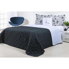 Cobre leito viuva 5 peças microfibra dupla face jornal paris x - MIGUE