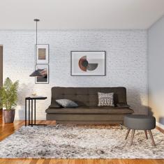 Sofá-Cama 3 Lugares Casal Raridade Suede Café