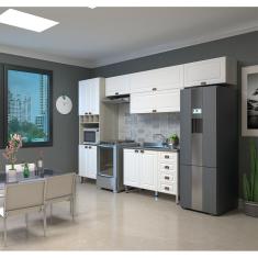 Armário De Cozinha 5 Peças Sem Tampo Crema Com Branco