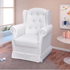 Poltrona de Amamentação Letícia e Puff Phoenix Baby, Corino Branco