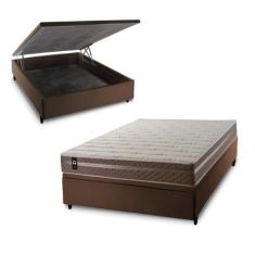 Conjunto Box Baú Georgia Bege 138x188x67 c/ Molas Ensacadas - King Hou