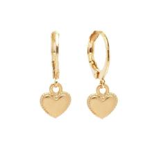 Brinco De Argolinha Coração Folheado A Ouro 18K