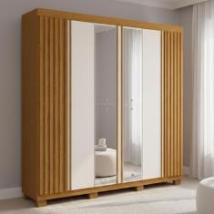 Guarda-roupa Casal 230,10cm 6 Portas Ripado 6 Gavetas com Espelho 100%