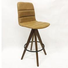 Banqueta Decorativa Helena Gomada cor Caramelo Base Giratória Madeira - Poltronas do Sul