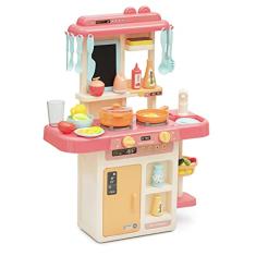 Cozinha Infantil Brinquedo Com Água Luz Som Fumaça 42 Peças BH STORE (Rosa)