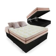 Cama Box Baú King + Colchão de Molas Ensacadas king Firme Classic Bege