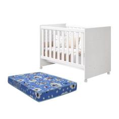 Berço Americano Katatau Branco Fosco com Colchão D18 - Reller Móveis, 
