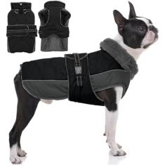 QBLEEV Casaco quente refletivo para cães, casaco de inverno ajustável, gola rolê, roupas de cachorro para clima frio, impermeável, de lã, para cães, colete para cães pequenos, médios e grandes