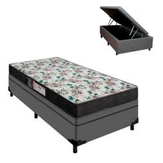 Cama Box com Baú Solteiro e Colchão Veneza D33 24cm Cinza - Portobel