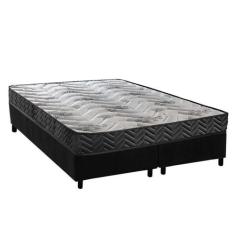 Cama Box Queen: Colchão Espuma D45 Paropas Pasquale Wave Black + Base 