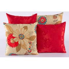 Kit Com 4 Capas Para Almofadas Decorativas De Sofá 40x40 Vermelho