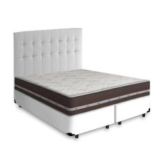 Cama Box + Cabeceira Cassis e Colchão Queen - Anjos - Classic Superlastic - 158x198x57cm Branco