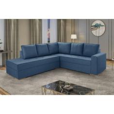 Sofá de Canto Laura com Chaise Lado Esquerdo Yescasa Azul