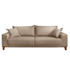 Sofá Fixo Argos 3 Lugares Luxo 2,00 M Castellar Móbile Linho Bege
